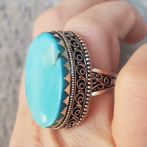 New Oversized Howlite 925 Silver Ring. - Picture 11 of 16
